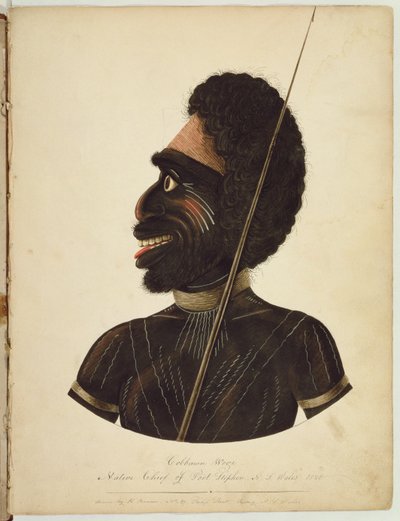 Cobbawn Wogi, native chief of Port Stephen, NSW, 1820 by Richard Browne